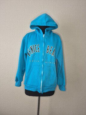 Hill Venice Beach California Blue Full Zip Hoodie Men's XL Vintage Y2K